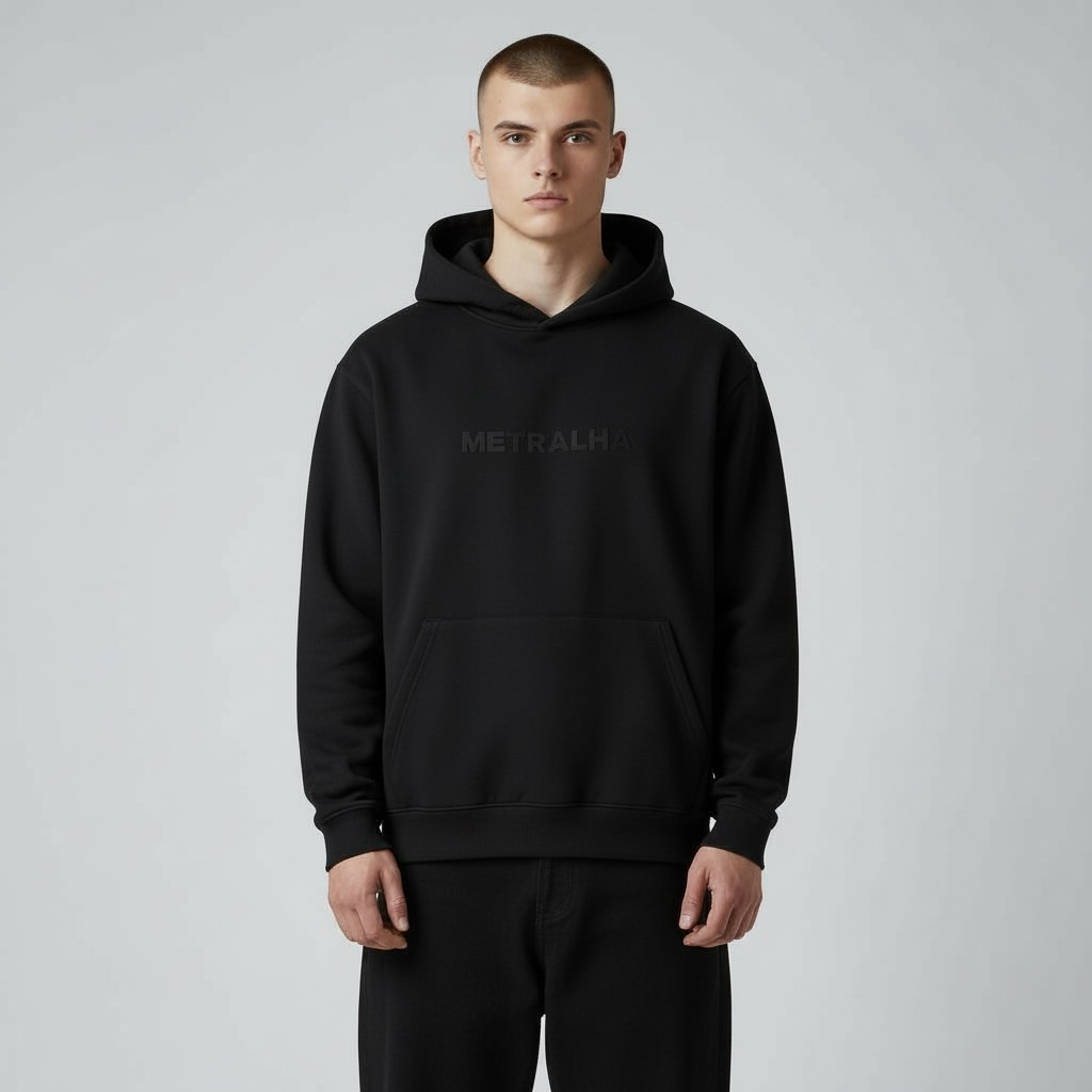 METRALHA WORLDWIDE HOODIE LOGO (FULL BLACK)