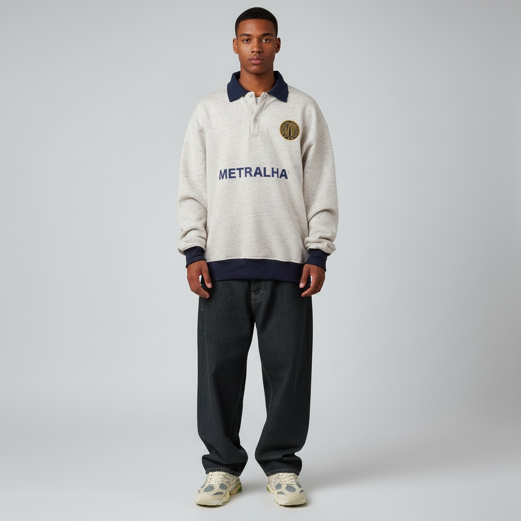 Metralha Court Polo Sweatshirt (infected grey/navy)