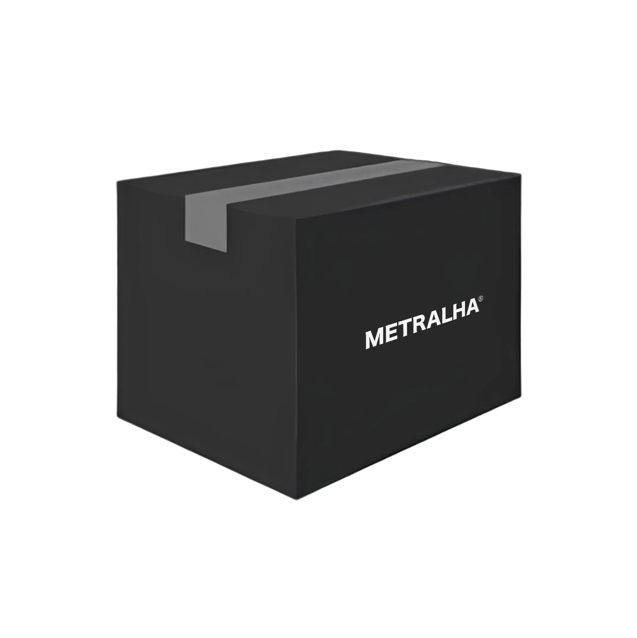 A black mystery box with the brand name 'METRALHA' written in white on the side.