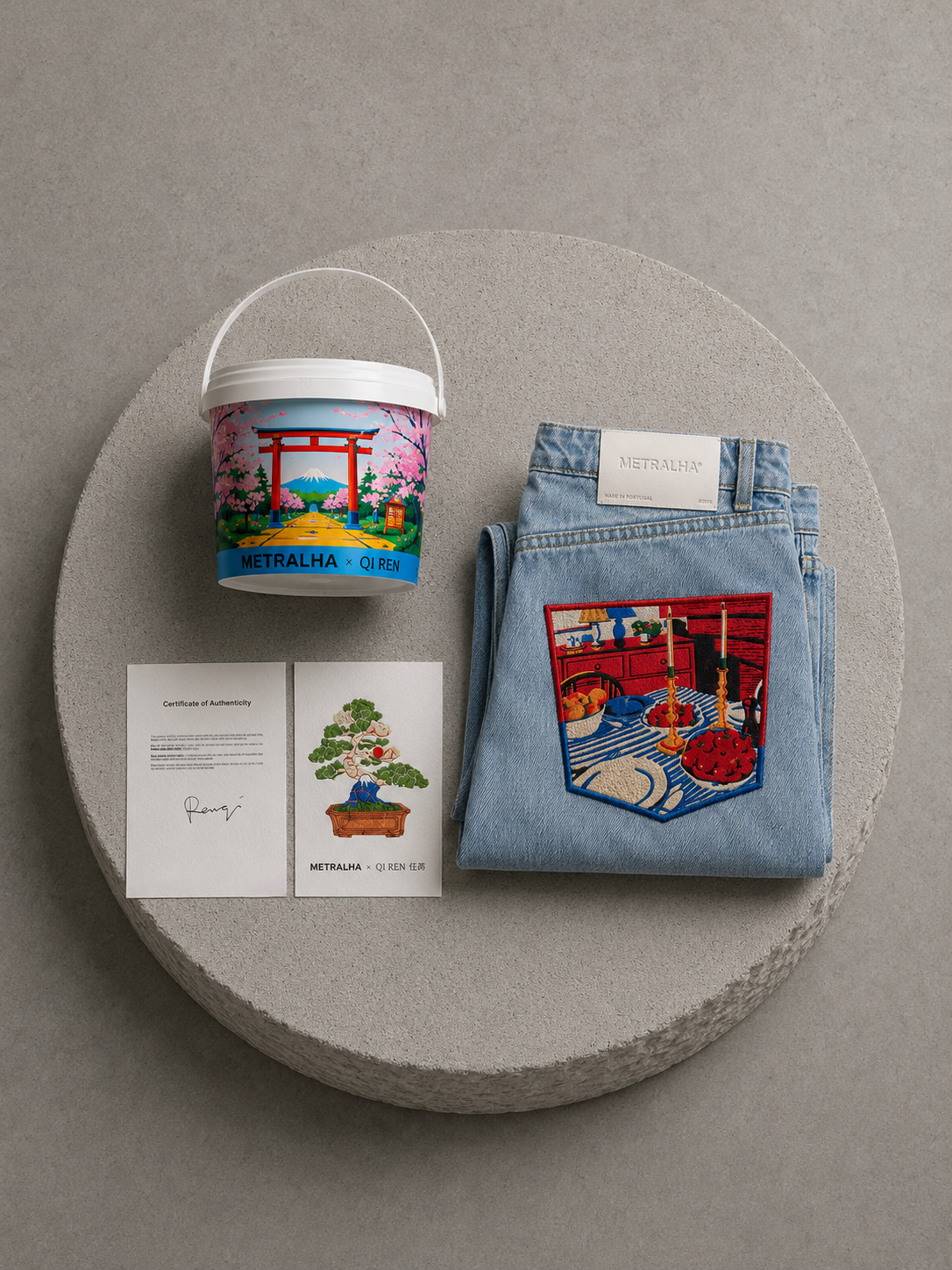 Metralha x Qi Ren "Hanami" Light blue denim