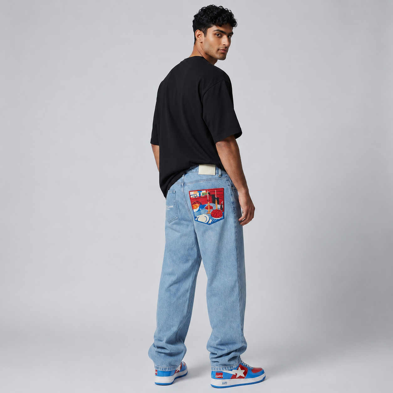 Metralha x Qi Ren "Hanami" Light blue denim