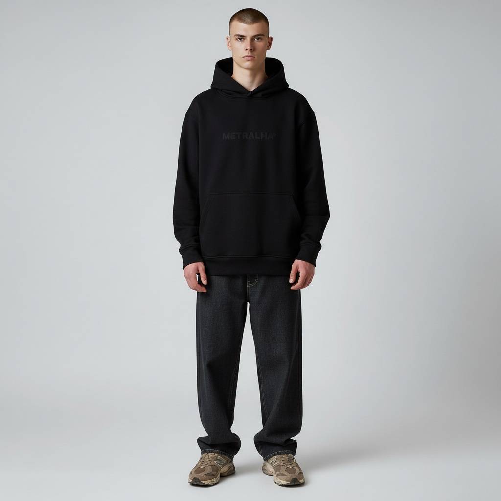 METRALHA WORLDWIDE HOODIE LOGO (FULL BLACK)