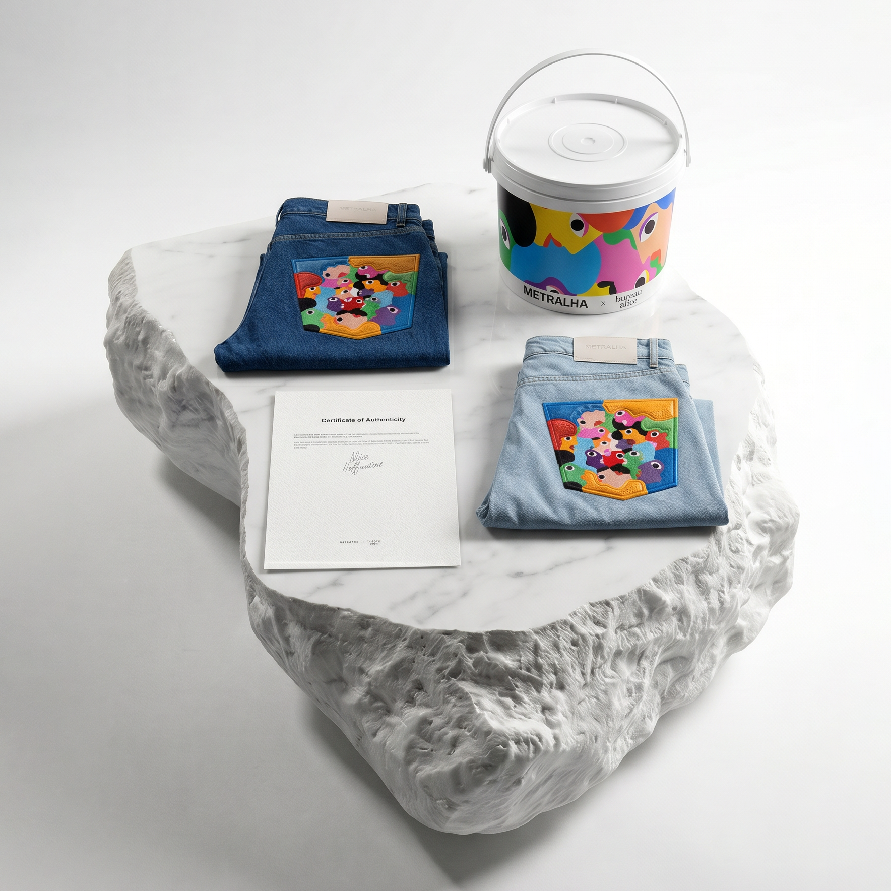 Metralha x Alice Hoffmann "Faces" Light blue denim