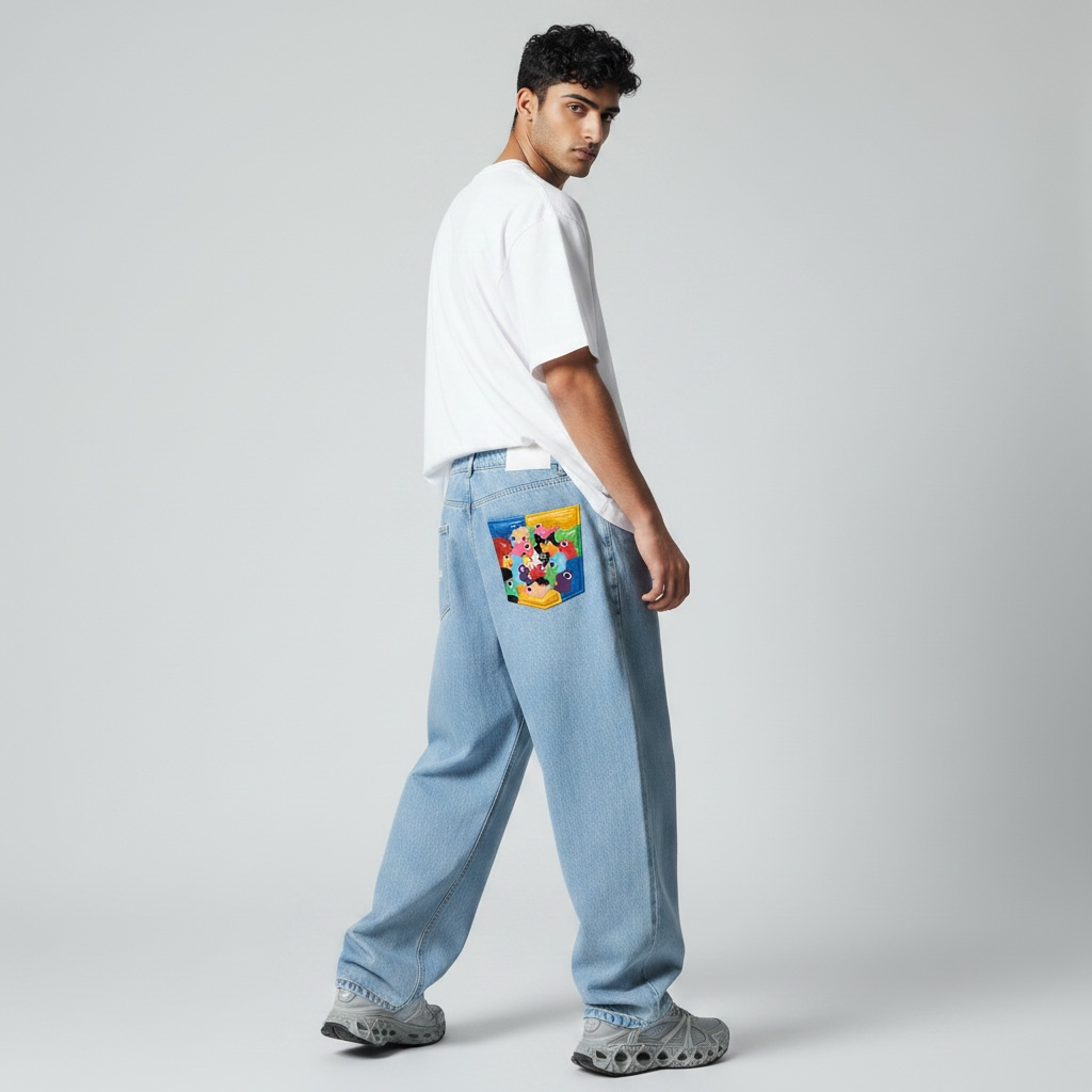 Metralha x Alice Hoffmann "Faces" Light blue denim