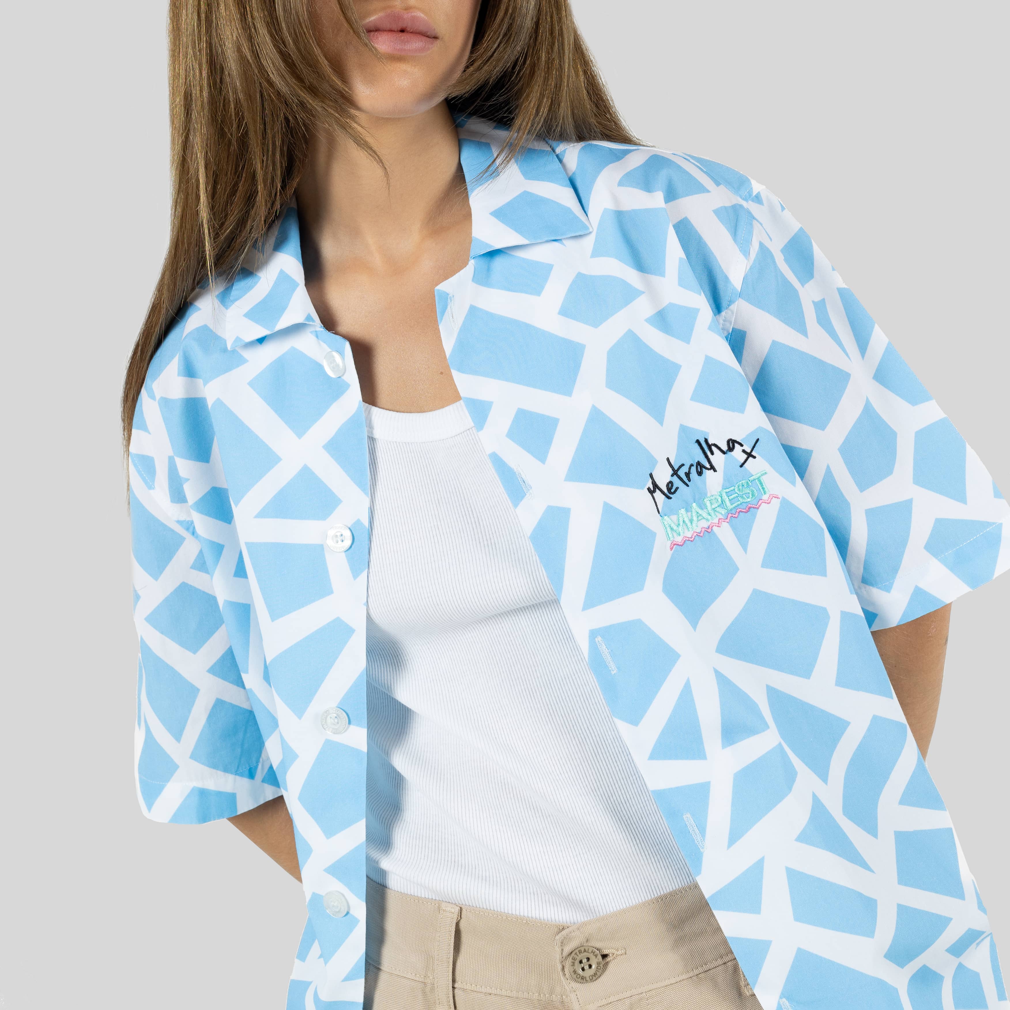 Metralha x Marest Short Sleeve Shirt All Over Print (blue/white)